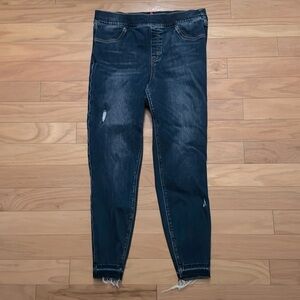 Spanx | Pull On | High Rise | Distressed/Raw Hem | Denim Jeans | Med. Wash | XL
